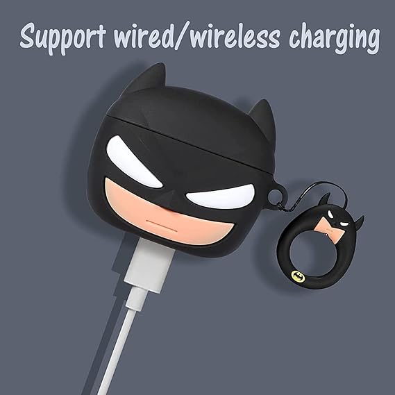 compatible with airpods 4 (2024) pouch case cover, soft silicone case cover with key chain, 360° for airpods 4 gen full protective pouch case (bat man) compatible with airpods 4 (2024) pouch case cover, soft silicone case cover with key chain, 360° for airpods 4 gen full protective pouch case (bat man)